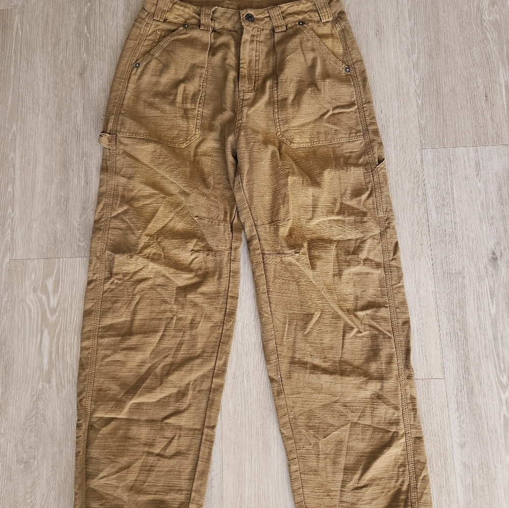 Free People Stay Awhile Carpenter Pant Wide Leg Cotton Boho Grunge Women's Sz 2